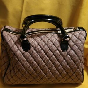 Pink and black RED Valentino Quilted Satchel